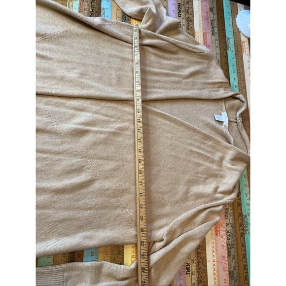 Chicos Size 2 US L 12/14 Tank Open Cardigan Sweater Set Camel Beige Sequin 2pcs - Picture 15 of 16